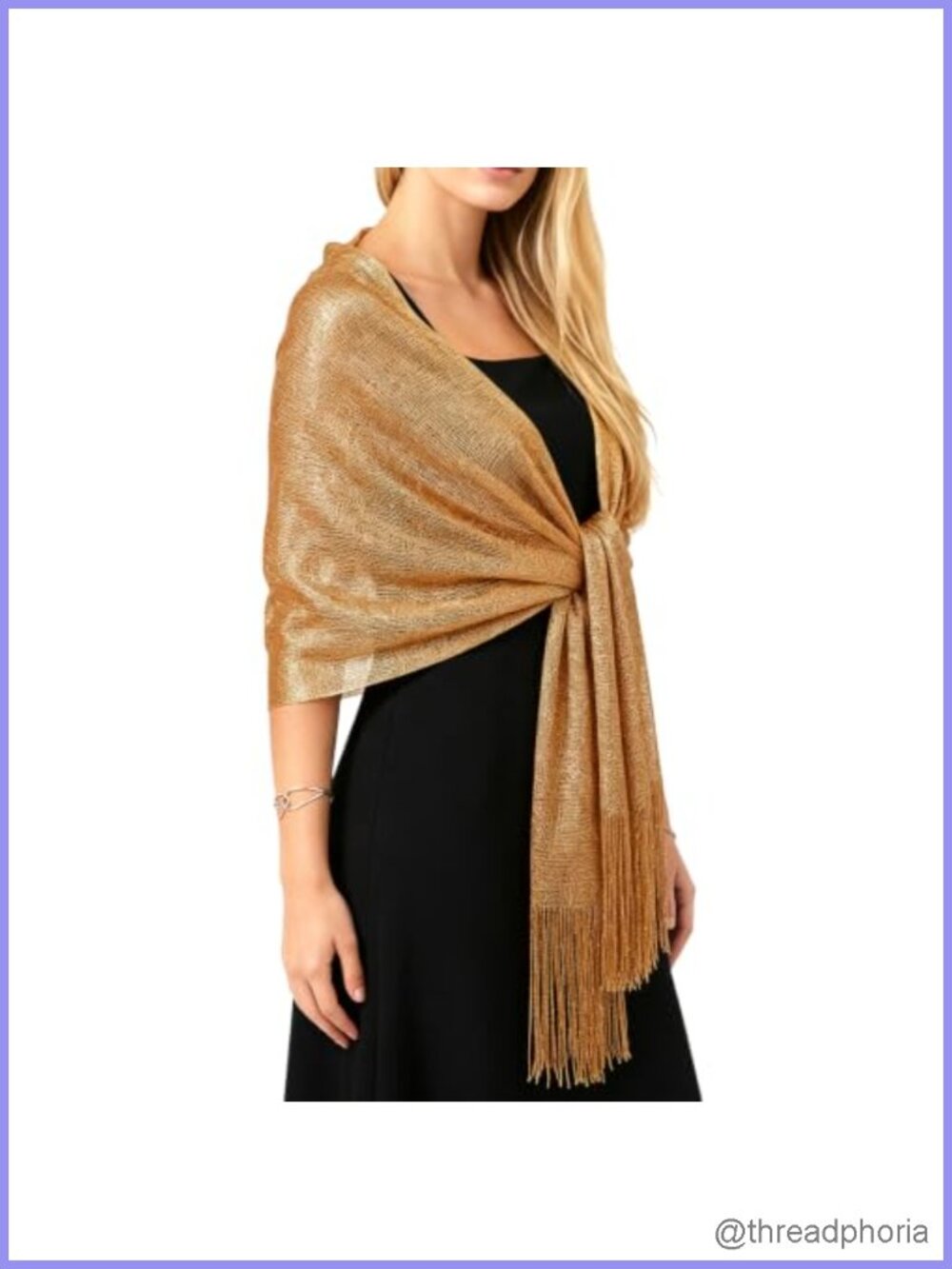 Metallic Shawl Wrap for Evening Wedding Dresses with Tassels